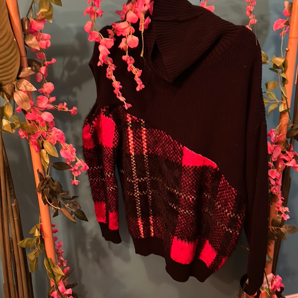 Plaid Cutout Turtleneck Sweater, Created for Macy's